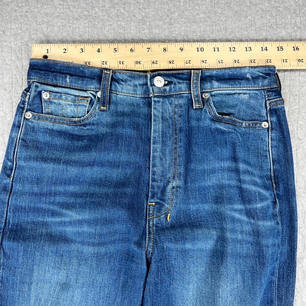 7 For All Mankind Dojo Bootcut Jeans Women 28x33.5 Blue Ultra High Rise Flare - Picture 6 of 16